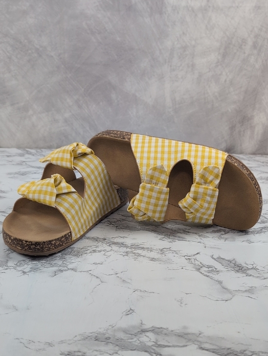C Est. 1946 Shoes - Comfort Est. 1946 Yellow Gingham Bow Slide Sandals - Size 10

​